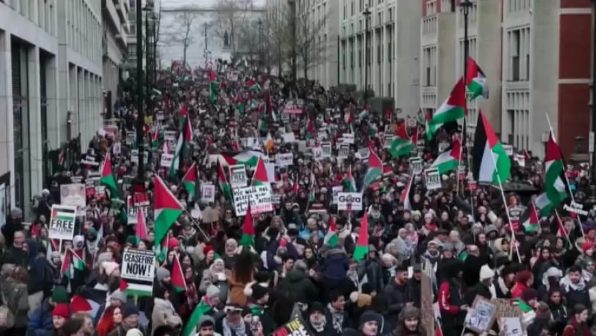 تظاهرات حاشدة في بريطانيا دعماً لغزّة وتنديداً بالجرائم الإسرائيلية